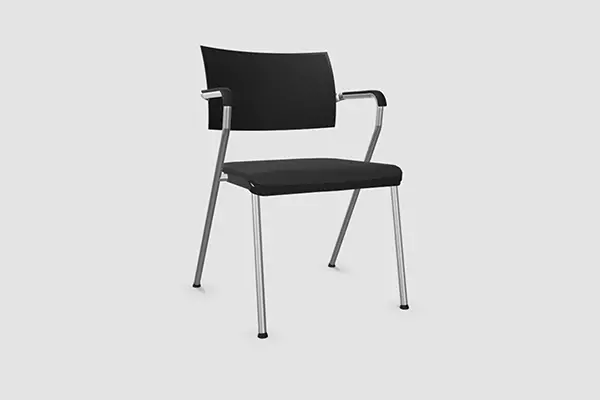 B_CAUSE, 4 leg Cantilever chair stackable With armrests Upholstered swivel base chair, Bene Office furniture, Image 3