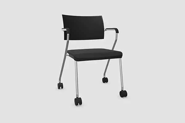 B_CAUSE, 4 leg Cantilever chair stackable With armrests Upholstered swivel base chair, Bene Office furniture, Image 4