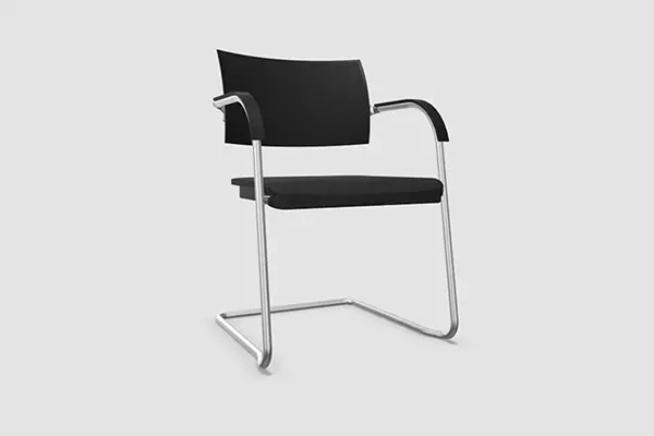 B_CAUSE, 4 leg Cantilever chair stackable With armrests Upholstered swivel base chair, Bene Office furniture, Image 5